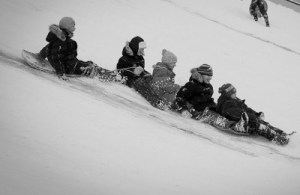 Tobagganing in the Snow
